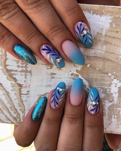 Ravishing Blue Ombre Nail On Female