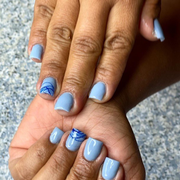 Ravishing Blue Short Nail On Female