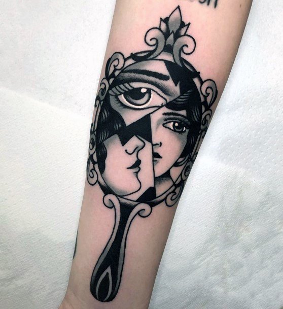 Ravishing Broken Mirror Tattoo On Female