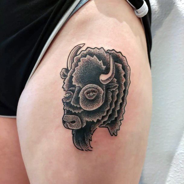 Ravishing Buffalo Tattoo On Female