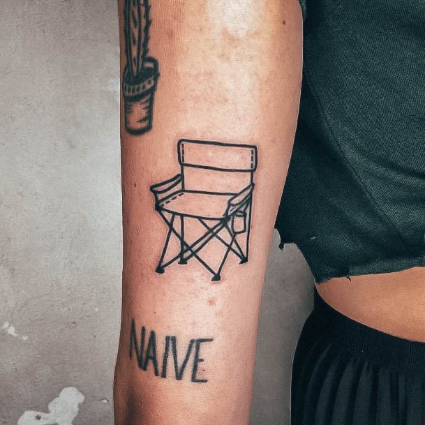 Ravishing Camping Tattoo On Female