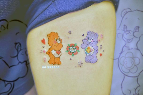 Ravishing Carebears Tattoo On Female