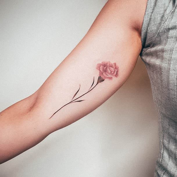 Ravishing Carnation Tattoo On Female