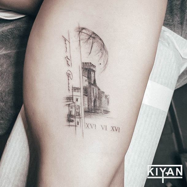 Ravishing Castle Tattoo On Female