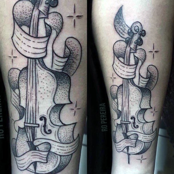 Ravishing Cello Tattoo On Female