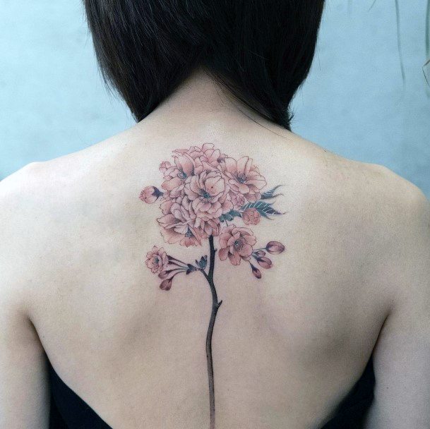 Ravishing Cherry Blossom Tattoo Womens Back