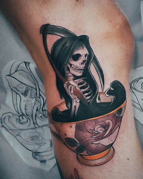 Ravishing Coffee Mug Tattoo On Female