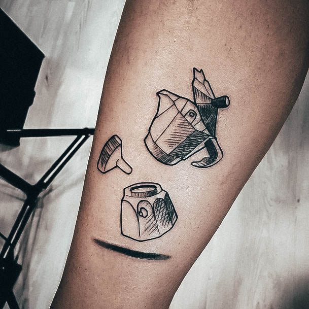 Ravishing Coffee Pot Tattoo On Female