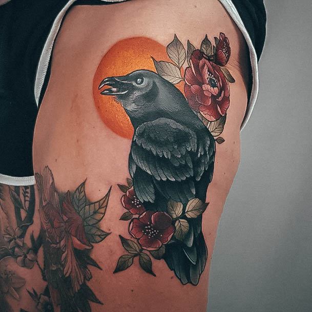 Ravishing Crow Tattoo On Female