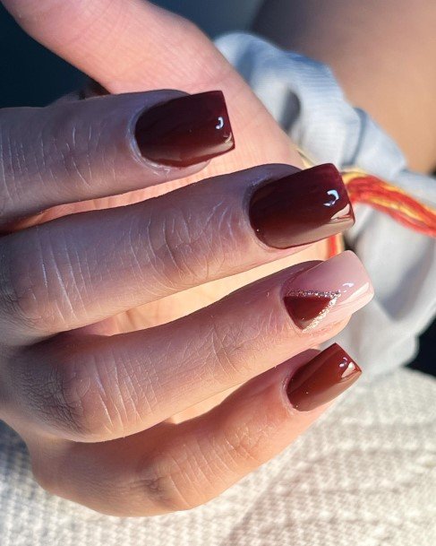 Ravishing Dark Maroon Nail On Female