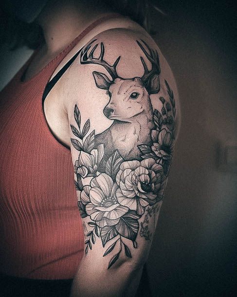 Ravishing Deer Tattoo On Female