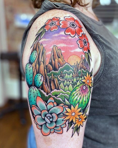 Ravishing Desert Tattoo On Female