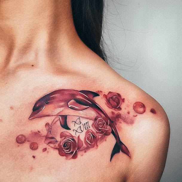 Ravishing Dolphin Tattoo On Female