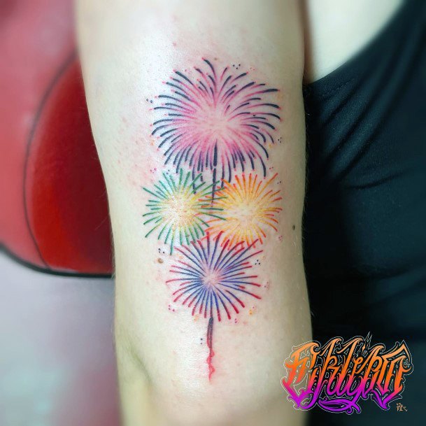 Ravishing Fireworks Tattoo On Female