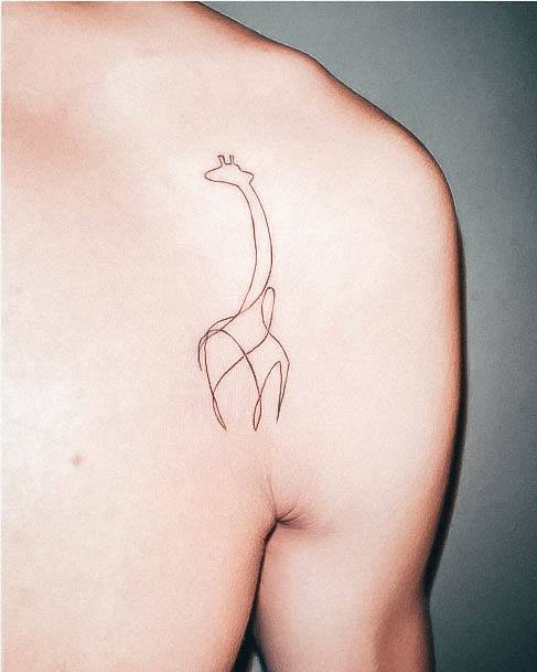 Ravishing Giraffe Tattoo On Female Black Ink Outline