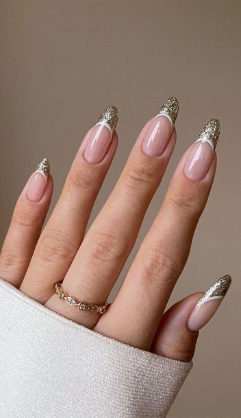 Ravishing Glitter French Tip Nail On Female