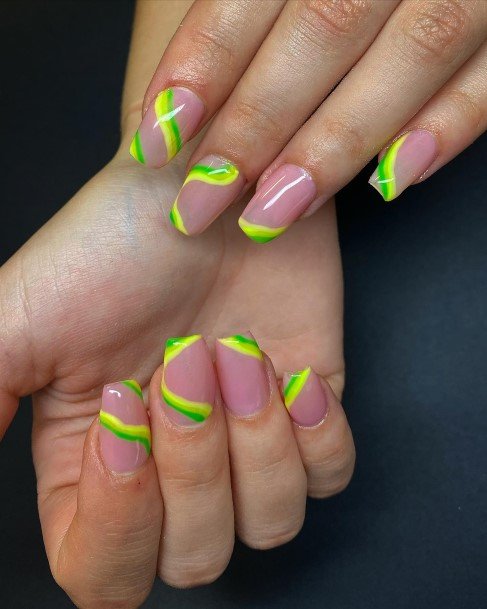 Ravishing Green And Yellow Nail On Female