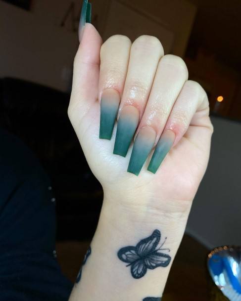 Ravishing Green Ombre Nail On Female