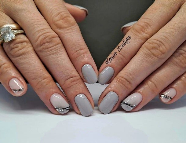 Ravishing Grey With Glitter Nail On Female