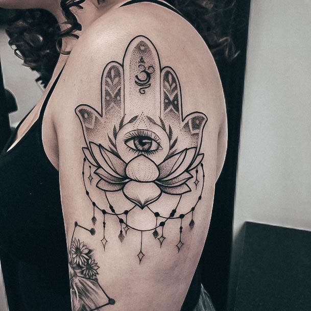 Ravishing Hamsa Tattoo On Female