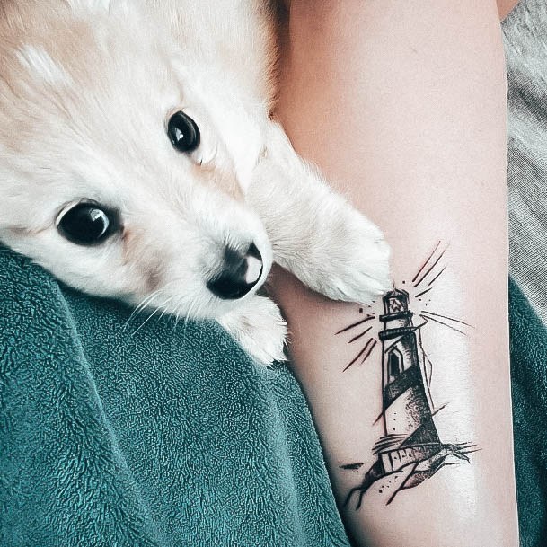 Ravishing Lighthouse Tattoo On Female