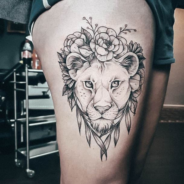 Ravishing Lioness Tattoo On Female