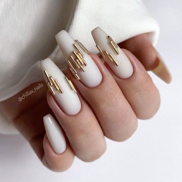 Ravishing Metallic Gold Nail On Female