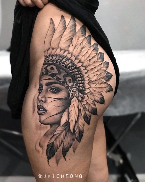 Ravishing Native American Tattoo On Female