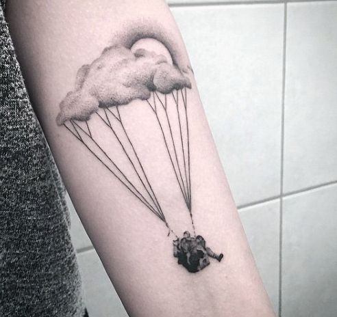 Ravishing Parachute Skydiving Tattoo On Female