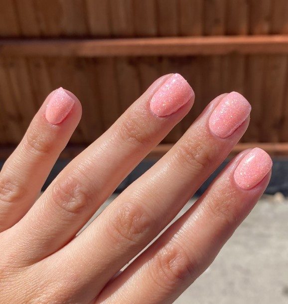 Ravishing Peach With Glitter Nail On Female