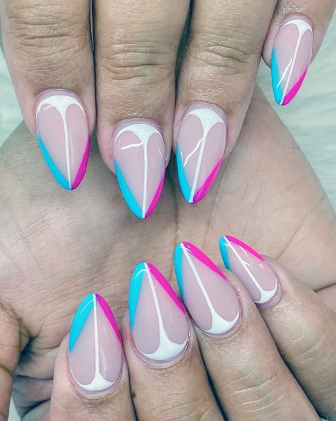 Ravishing Pink And Blue Nail On Female