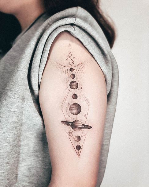 Ravishing Planet Tattoo On Female