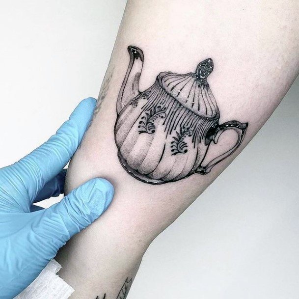 Ravishing Pottery Tattoo On Female