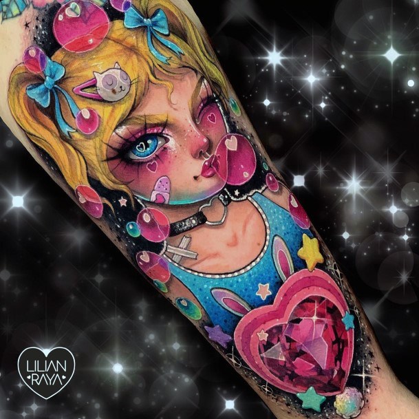 Ravishing Powerpuff Girls Bubbles Tattoo On Female