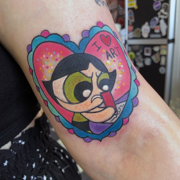 Ravishing Powerpuff Girls Tattoo On Female