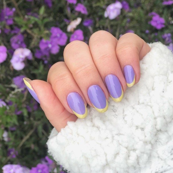 Ravishing Purple And Yellow Nail On Female