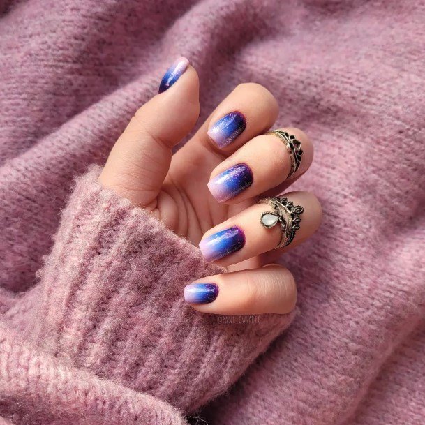 Ravishing Purple Ombre Nail On Female