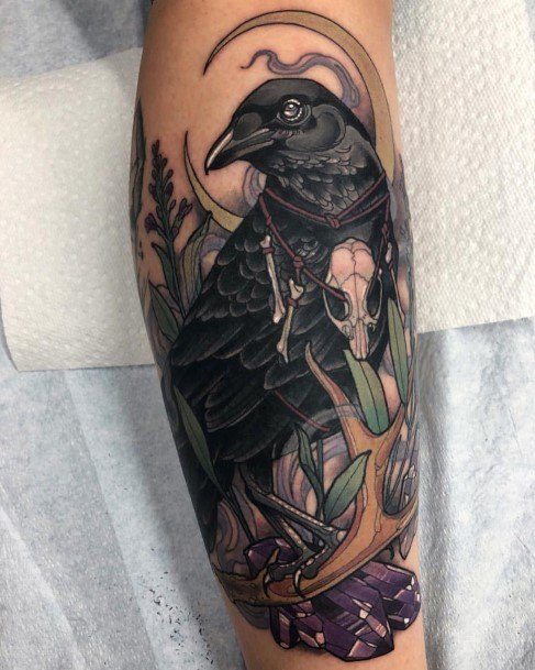 Ravishing Raven Tattoo On Female