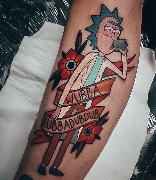 Ravishing Rick And Morty Tattoo On Female