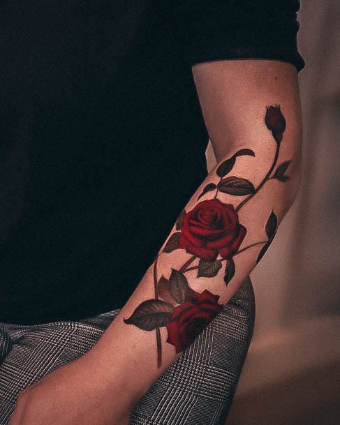 Ravishing Rose Forearm Tattoo On Female