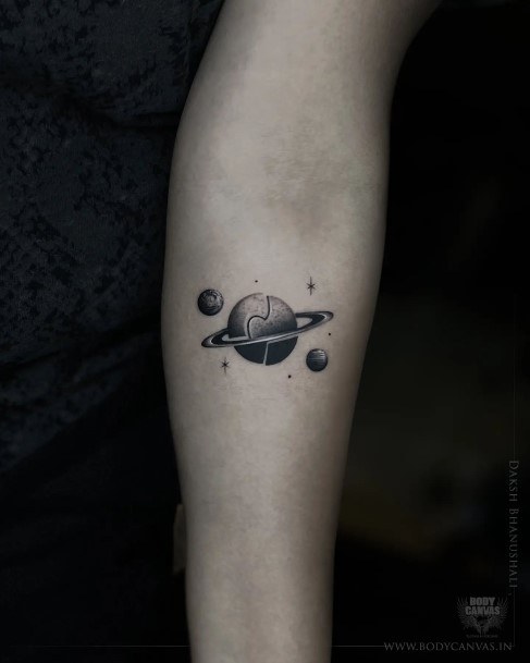 Ravishing Saturn Tattoo On Female