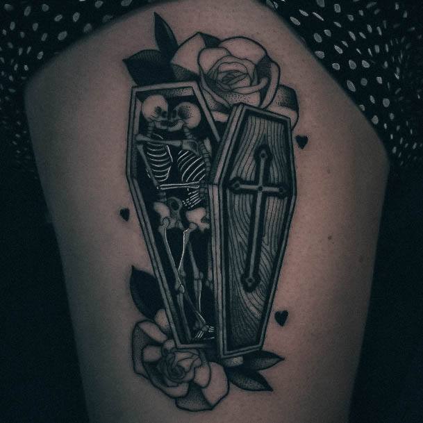 Ravishing Skeleton Tattoo On Female