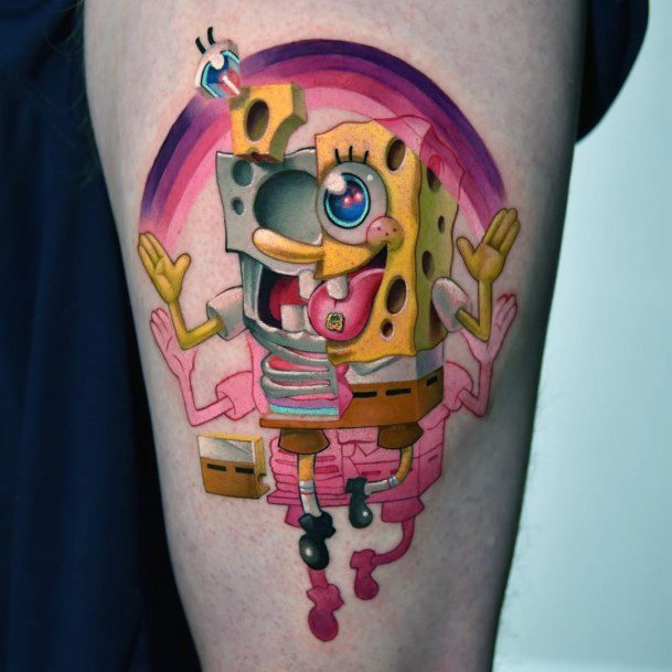 Ravishing Spongebob Tattoo On Female