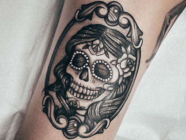 Ravishing Sugar Skull Tattoo On Female