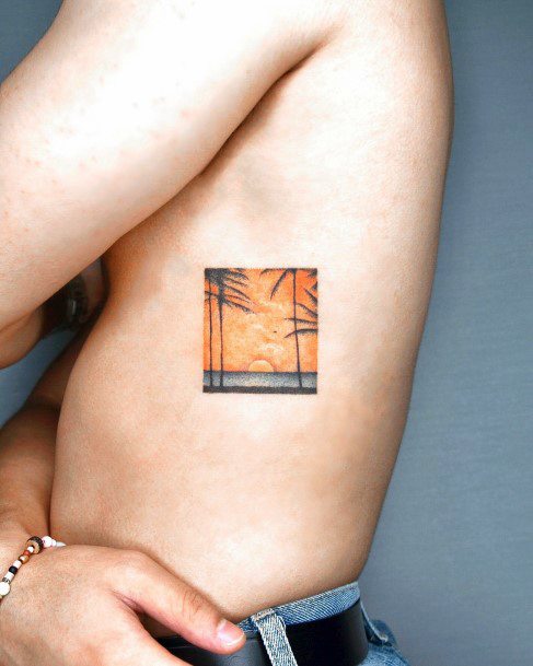 Ravishing Sunset Sunrise Tattoo On Female