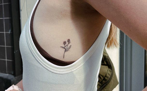 Ravishing Thistle Tattoo On Female