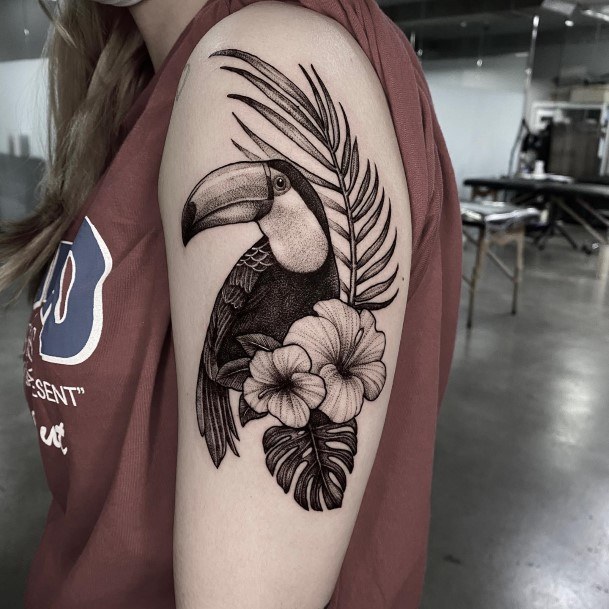 Ravishing Toucan Tattoo On Female