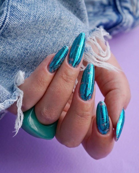 Ravishing Turquoise Ombre Nail On Female