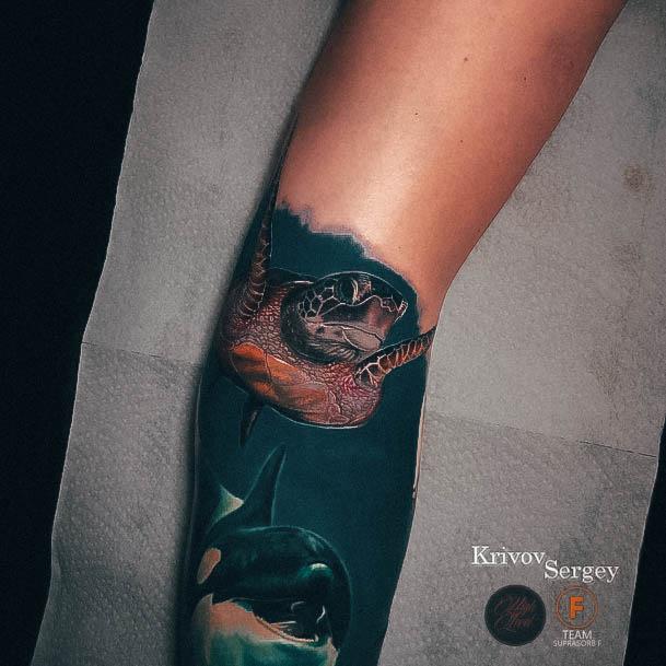 Ravishing Turtle Tattoo On Female