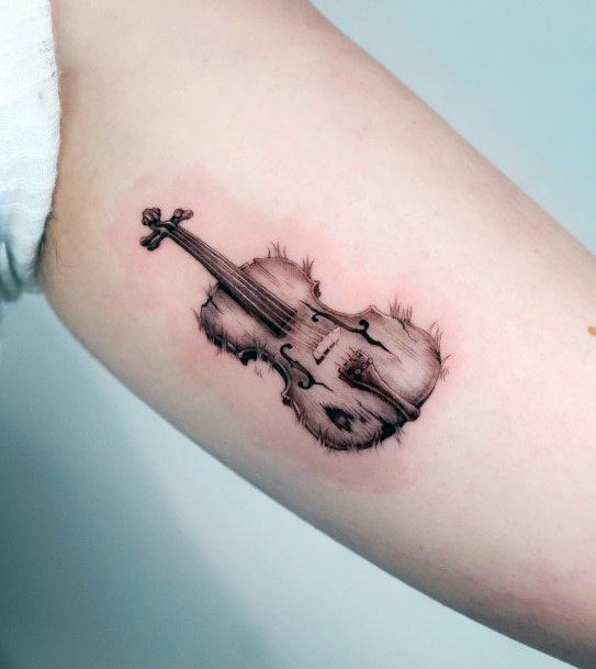 Ravishing Violin Tattoo On Female